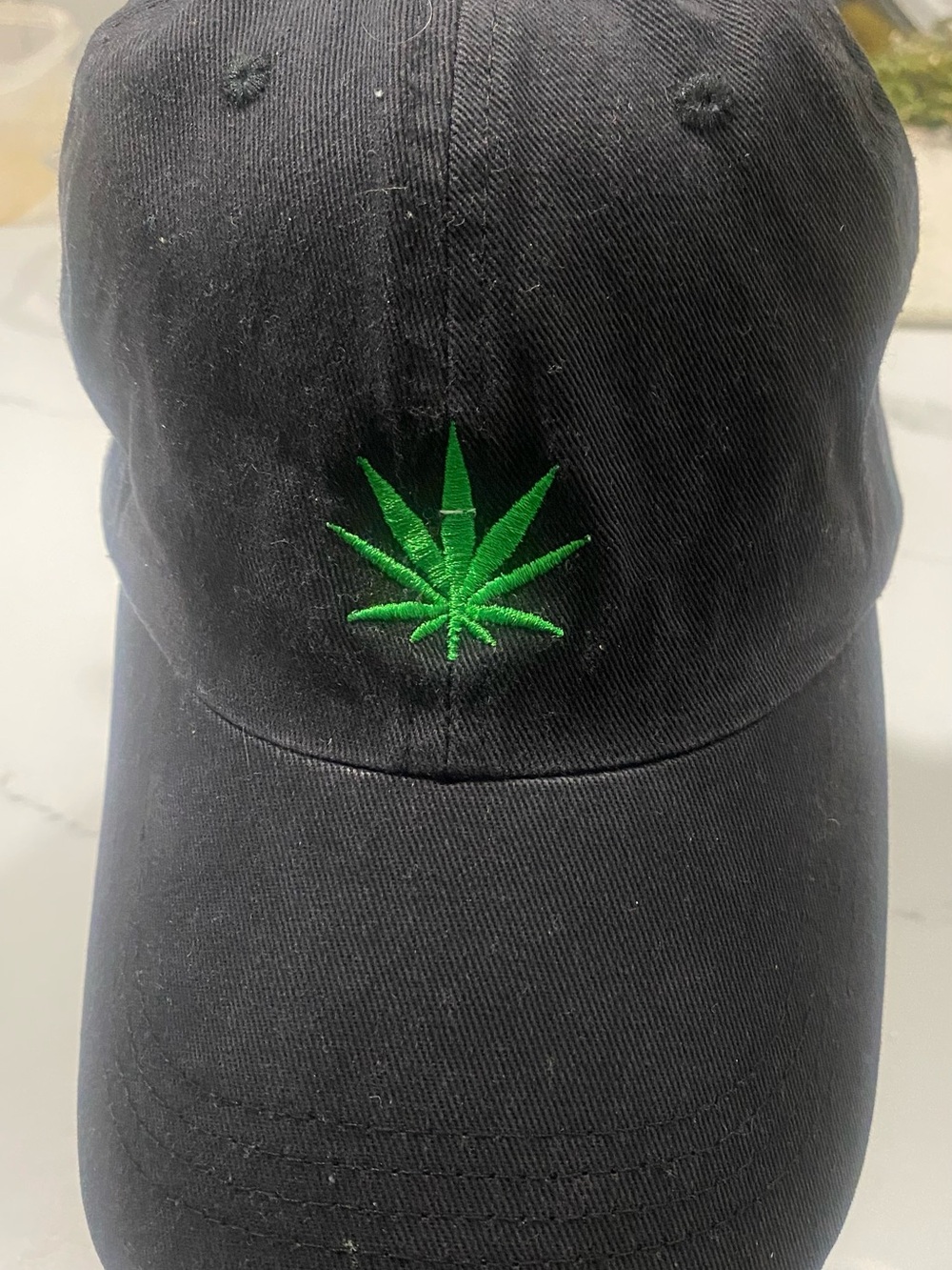 Rue21 Black Cap with Green Leaf Embroidery